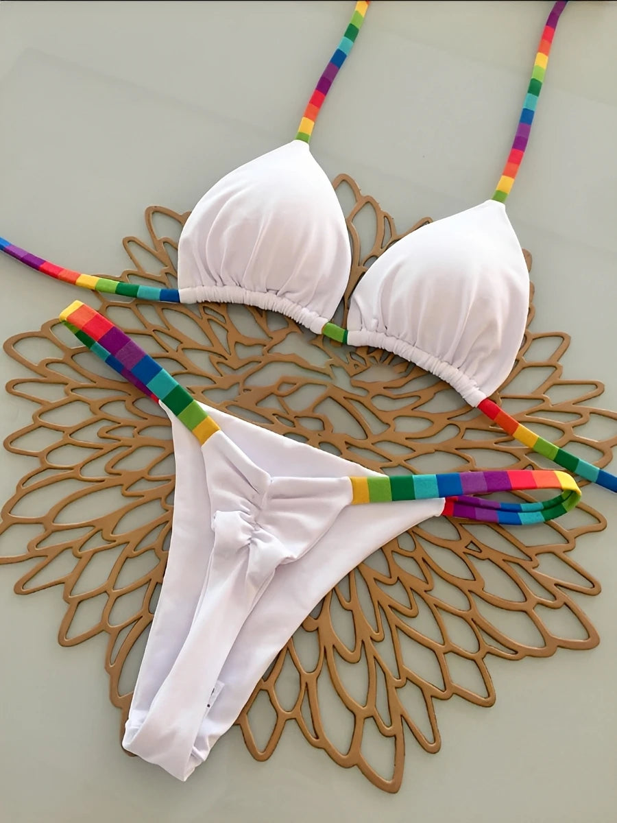 Trikini Printed Thong Bikinis 2026 Padded Swimsuit Women Sexy Brazilian Swimwear Female Bathers Bathing Swimming Swim Suit