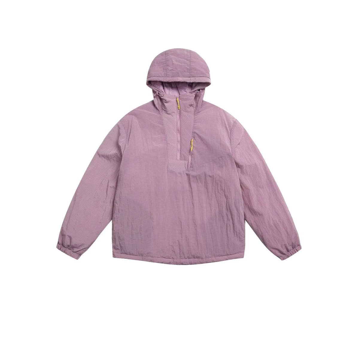 Unisex 90% White Duck Down Pullover – Lightweight Water-Repellent Half-Zip Hooded Jacket with Textured Grid Fabric Hiking Travel