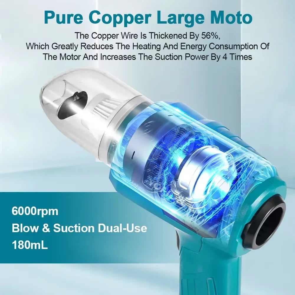 2 in1 Cordless Handheld Vacuum & Air Blower Portable Car Cleaner Dust Hair Removal For Floor Carpet Fit Makita 18V Battery