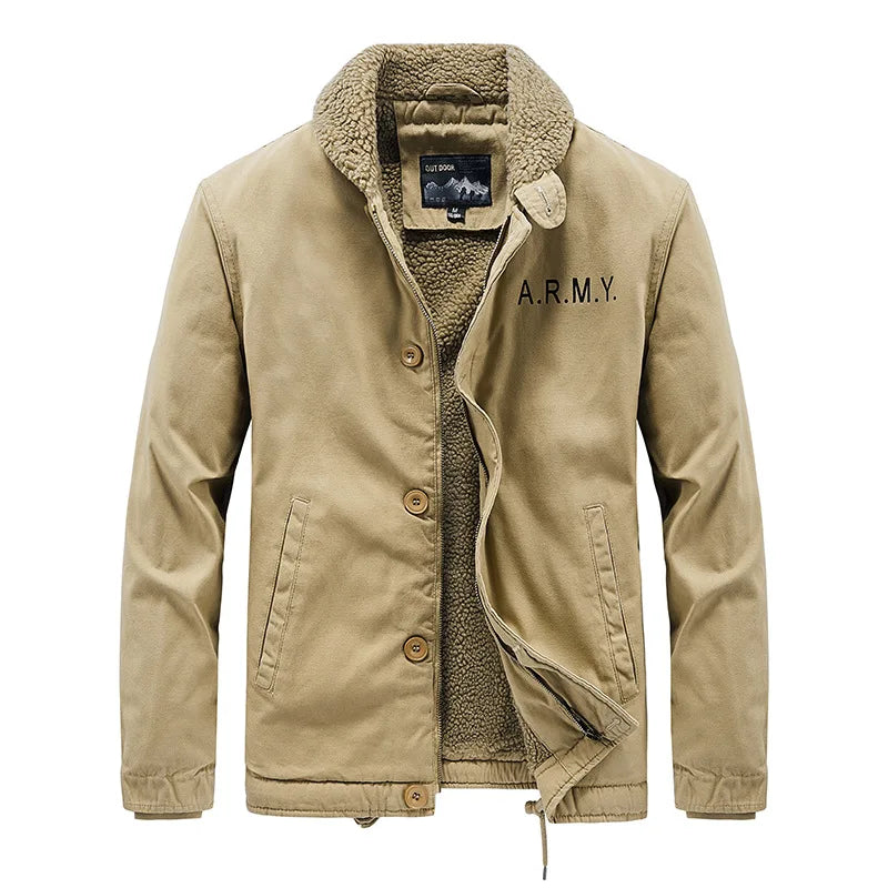 Men's Fur Collar Jackets Men Thick Warm Jacket New Autumn Winter Military Parkas Outerwear Clothing Fleece Jacket Clothes