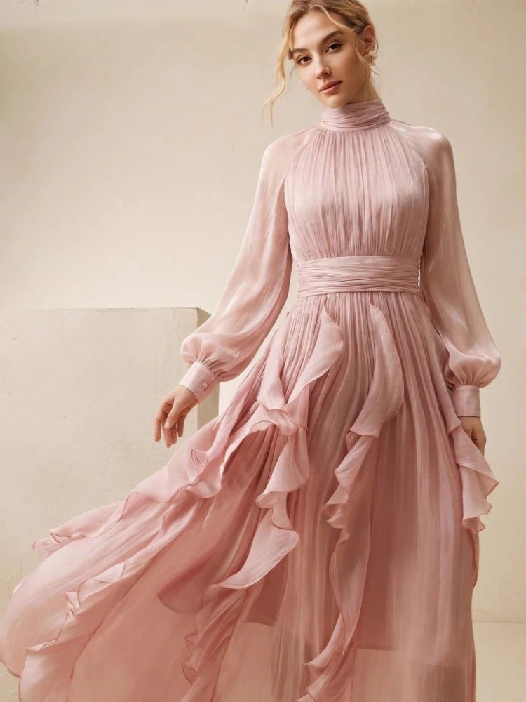 Dresses Cimmuovere Elegant Party Dresses for Women 2026 Chic Long Puff Sleeve Tiered Evening Gown With Zipper Long Dress For Wedding