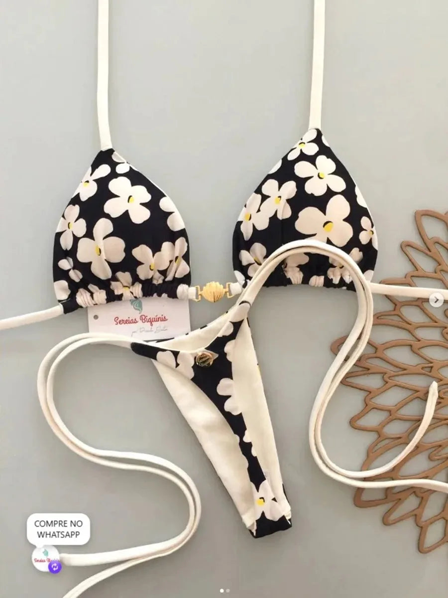 Micro Bikinis 2026 Swimwear Women Swimsuit Sexy Brazilian Bikini Set Solid Print Beachwear Bathing Suit Biquini Female
