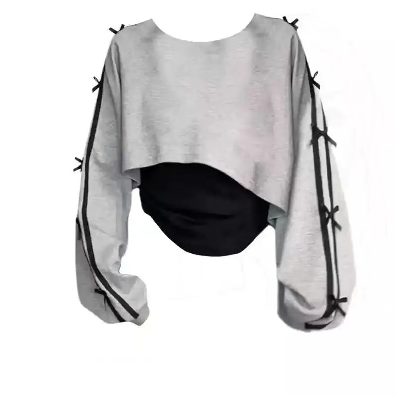 2026 Girls' Spring Chic Tracksuit Matching Set Korean Elegant Long-sleeve Hoodie Top+Vest+Casual Cargo Pants 3-Piece Suit