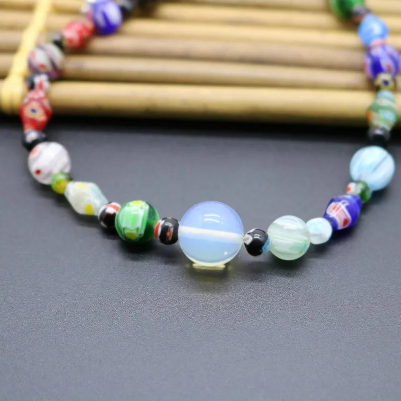 1PCS Handmade Muran Thousand Flower Glass Bead Necklace Fashion DIY Handmade Personality Female Opal Jewelry