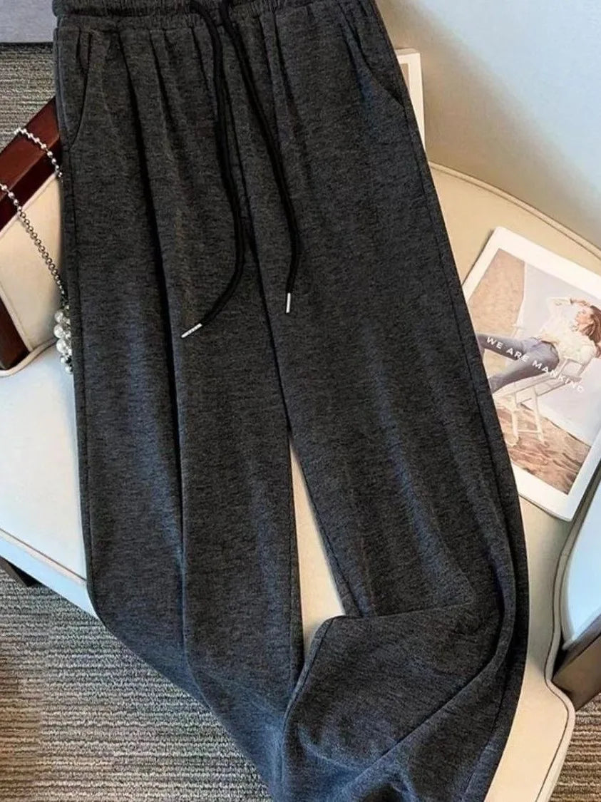 Casual Hooded Fake Two-Piece Sweatshirt Set Fashionable Slimming Wide Leg Pants Spring Autumn Arrival Women's Ensemble