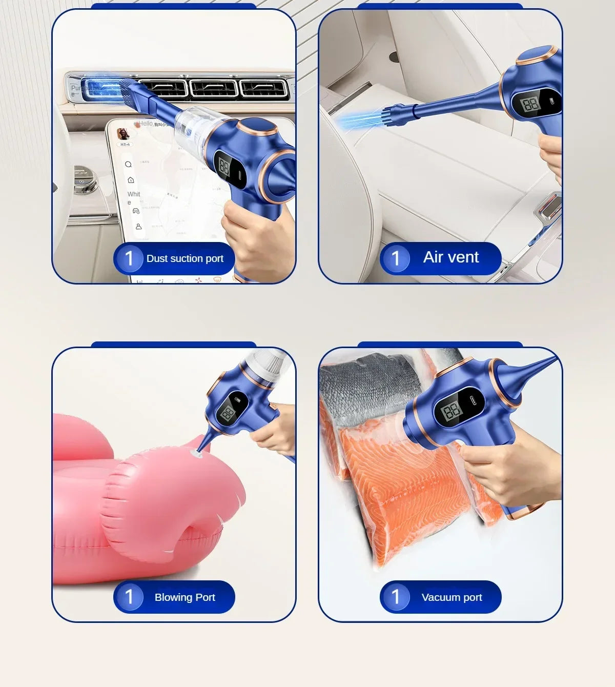 9500000Pa Automobile Vacuum Cleaner 5 In1 Wireless Vacuum Cleaner Car Handheld Strong Dust Collector Car Office Home Appliances