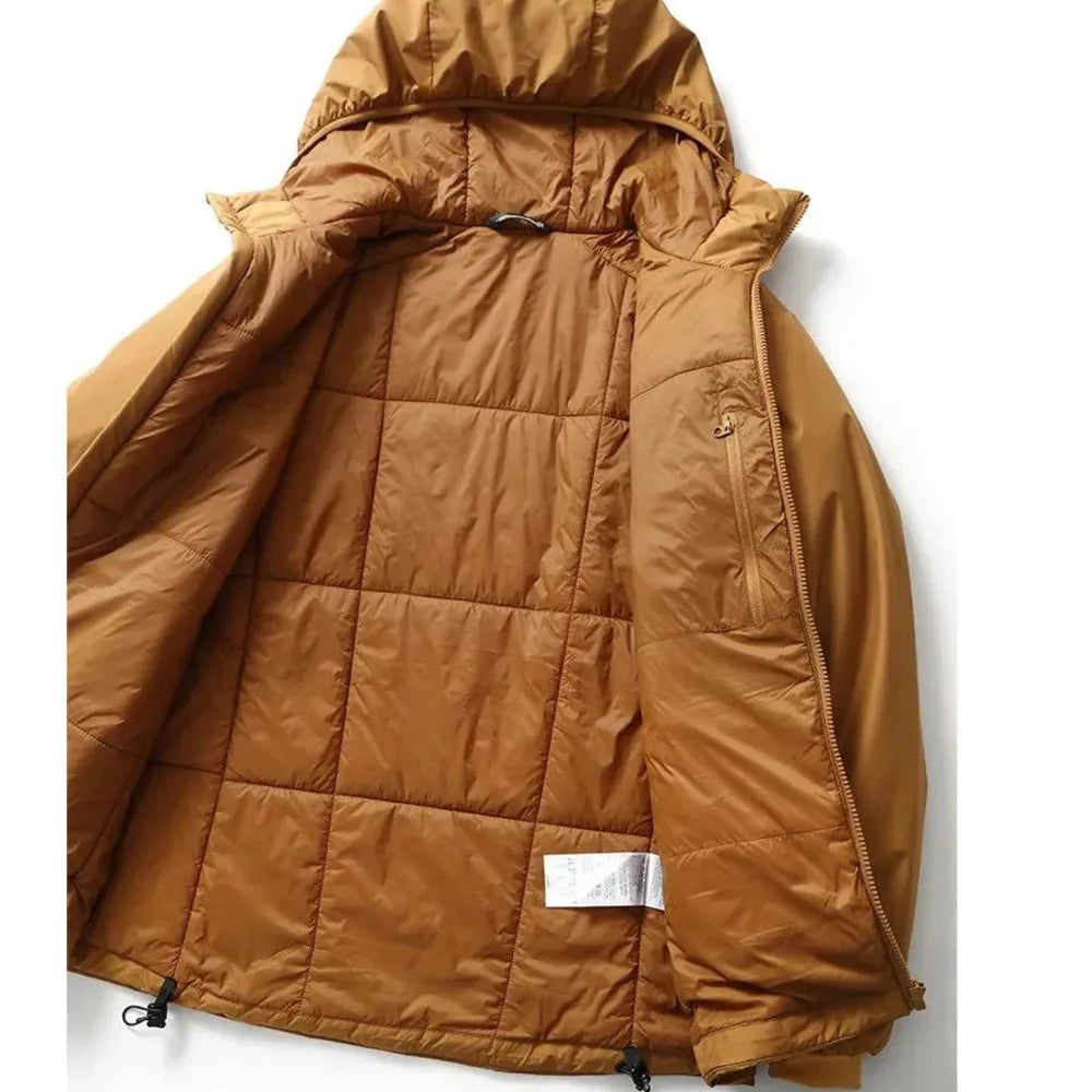 Ultra-warm Lightweight Jacket Men Windproof Hooded Outdoor Sports Coat Male Winter Clothes Warmer Fashion Multi-color Black Blue