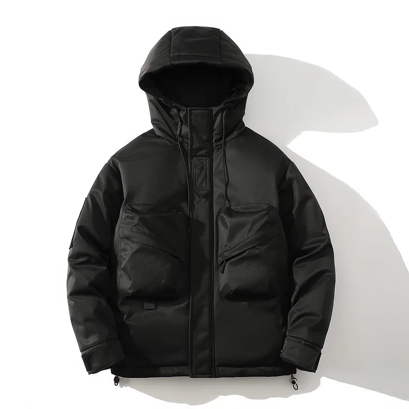 Solid Color All-match Men Parkas Outdoor Thicken Warm with Hood Cotton Jackets Fashion Comfortable Male Clothes Winter Trend New