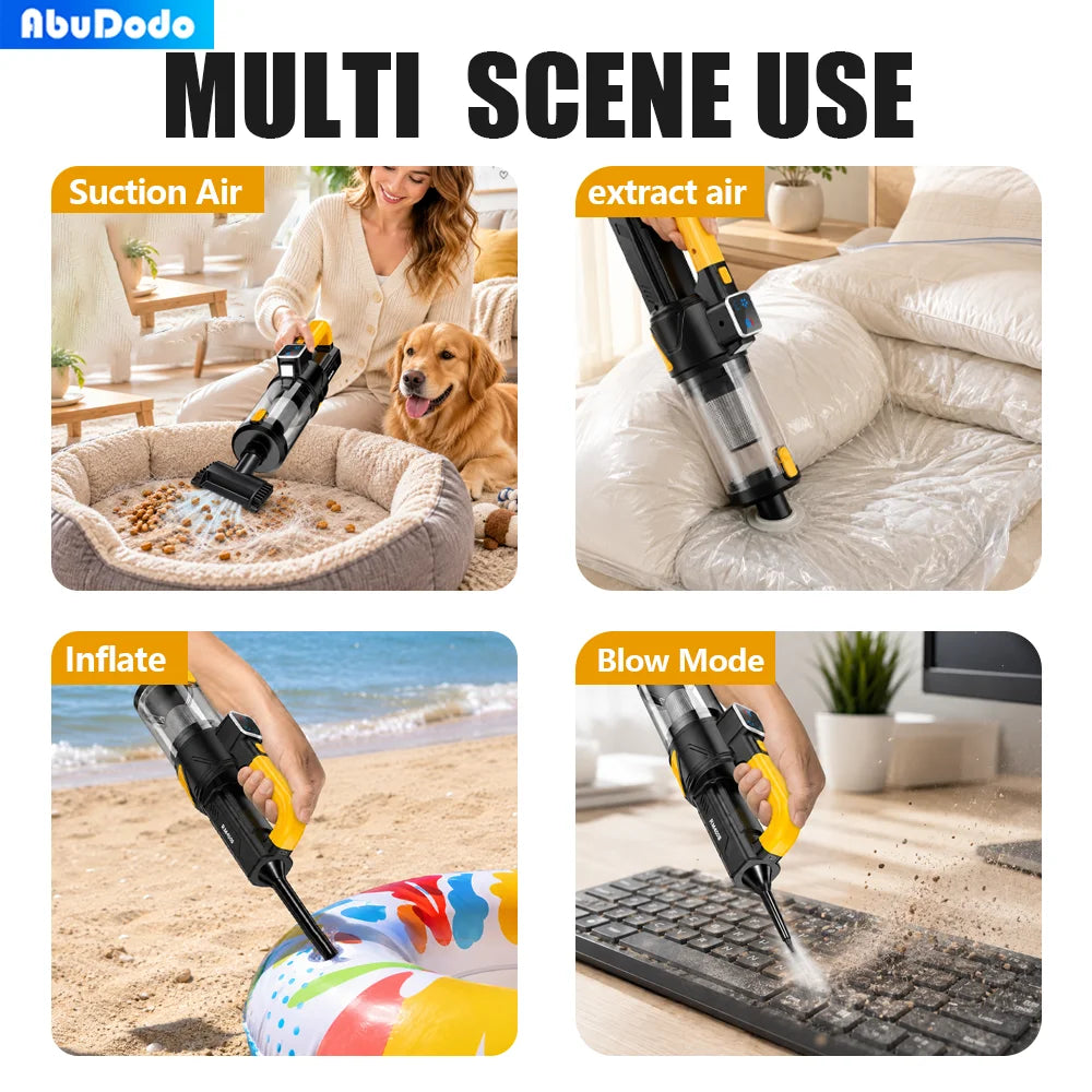 Cordless Car Vacuum Cleaner 20000Pa AbuDodo 8 in 1 Handheld for Car Interior Seat Trunk Gap Pet Hair USB-C Rechargeable