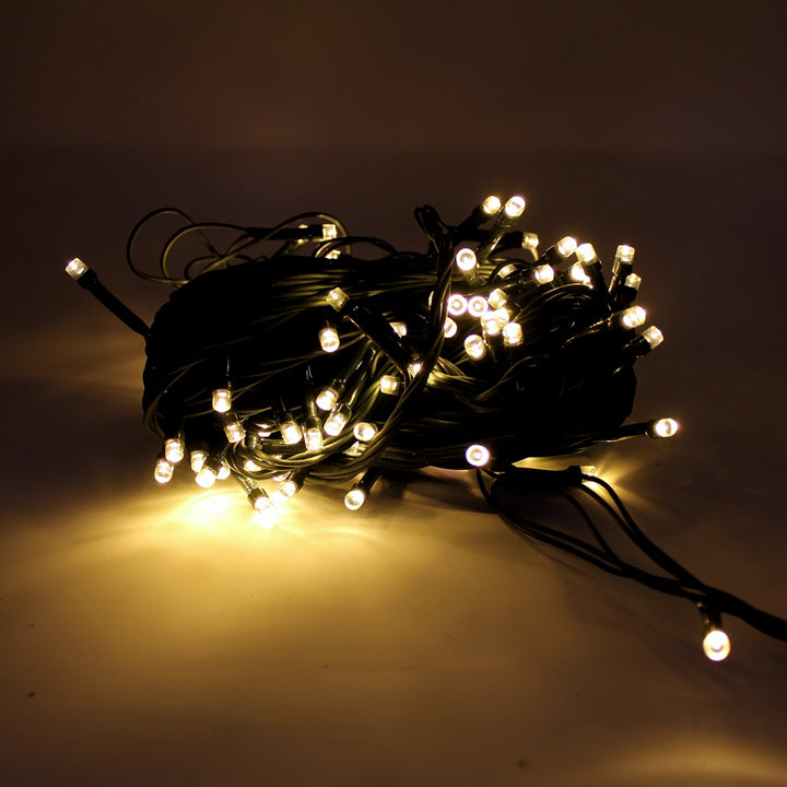 100 LED Green Wire String Light w/ connector Waterproof Warm White | USA Decoration®