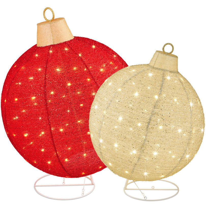 2-Piece Lighted Pop-Up Christmas Ornament Set with 180 LED Lights