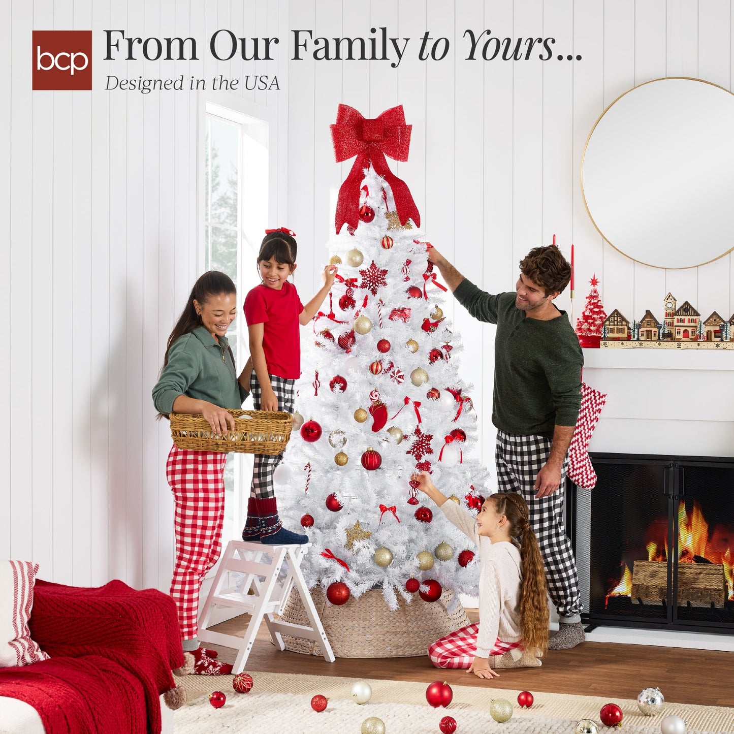 Artificial White Pine Christmas Tree Unlit with Metal Stand