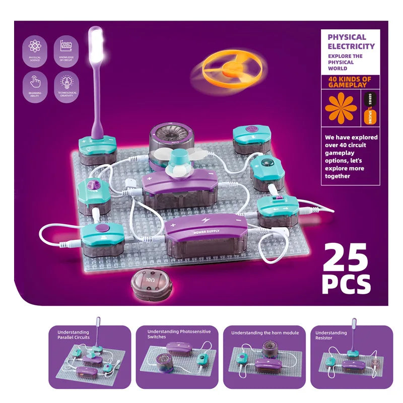 Science and Education Electronic Building Blocks Toys STEM Science Experiment Set Physics Circuit Experiment Handmade
