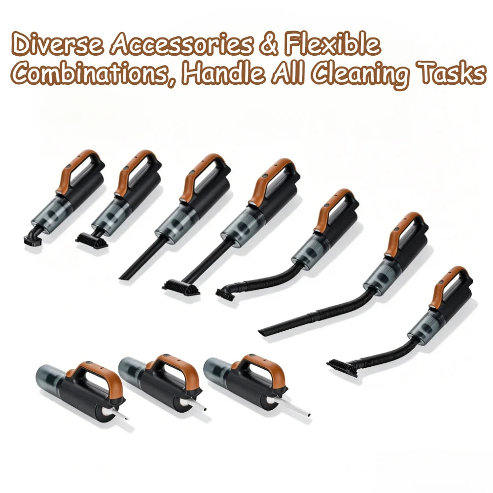 4-in-1 Handheld Cordless Vacuum Cleaner, Multifunctional Car Vacuum, Support Blow & Suction with LED Light for Home Car Cleaning