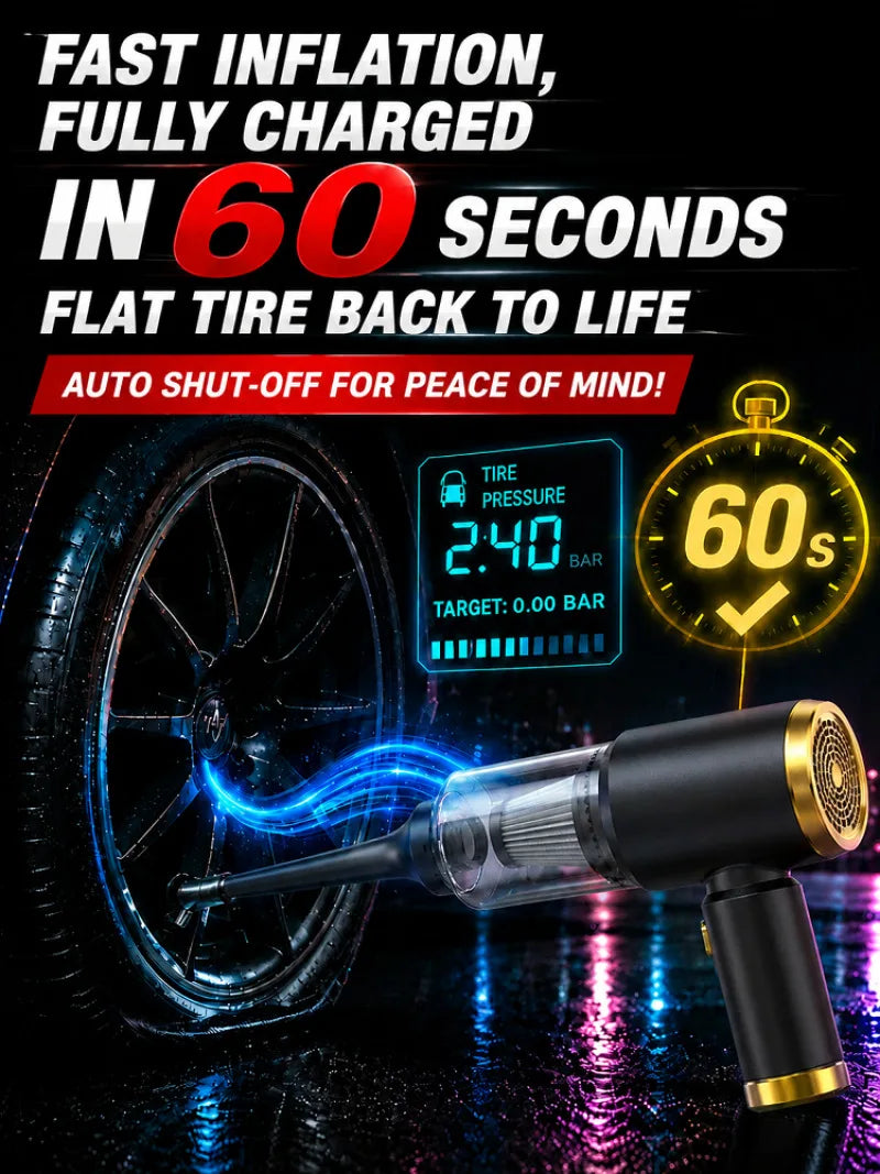 High‑Power Multifunctional Car Vacuum Cleaner Portable Handheld Auto Interior Dust Suction Cleaner Wet Dry Dual‑Use Cleaning
