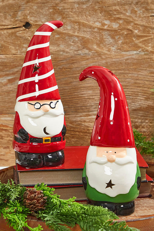 11.5 Inch Dolomite Light Up Santa Gnome Figure for Holiday Decor