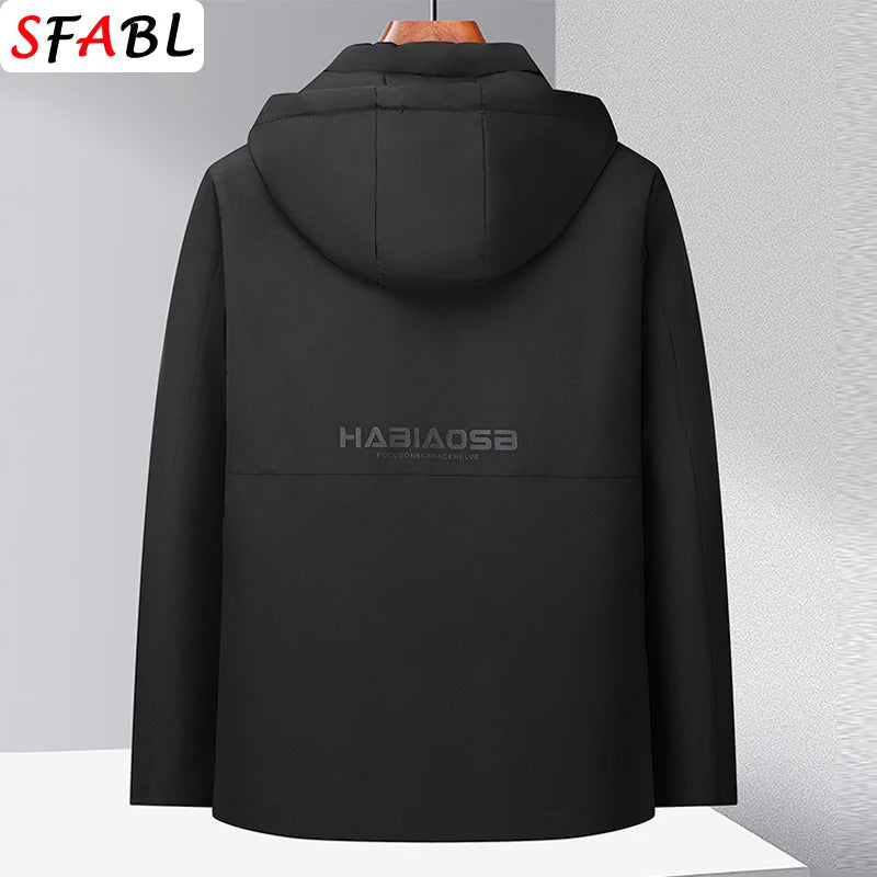Fashion Hooded Parkas Men's Winter Jacket Windbreaker Hiking Coats Thicken Thermal Winter Jackets for Men's Winter Coats Skiing