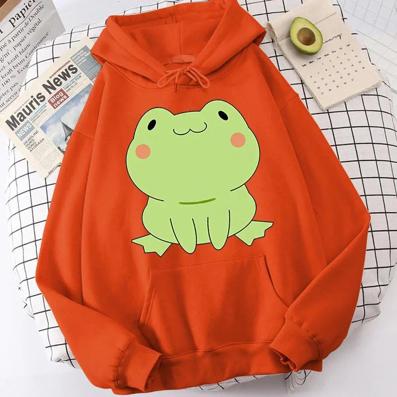 Cute Frog Hoodies Harajuku Casual Streetwear Graphic Print Sweatshirts Unisex Hoodies