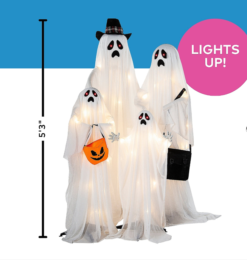 Light-Up Standing Ghost Family Halloween Decorations 62 3/4"