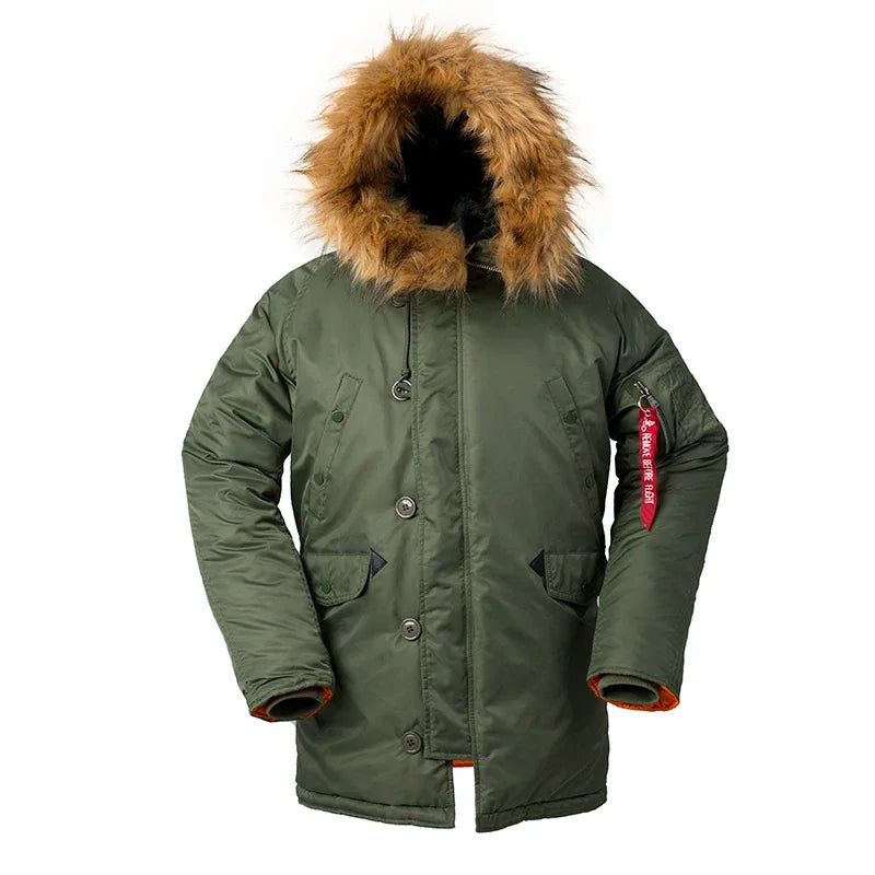 Military Fur Hood Warm Tactical Bomber Army Korean Thick Parka Hooded Men Parkas Winter N3B Puffer Men Long Windproof Coat