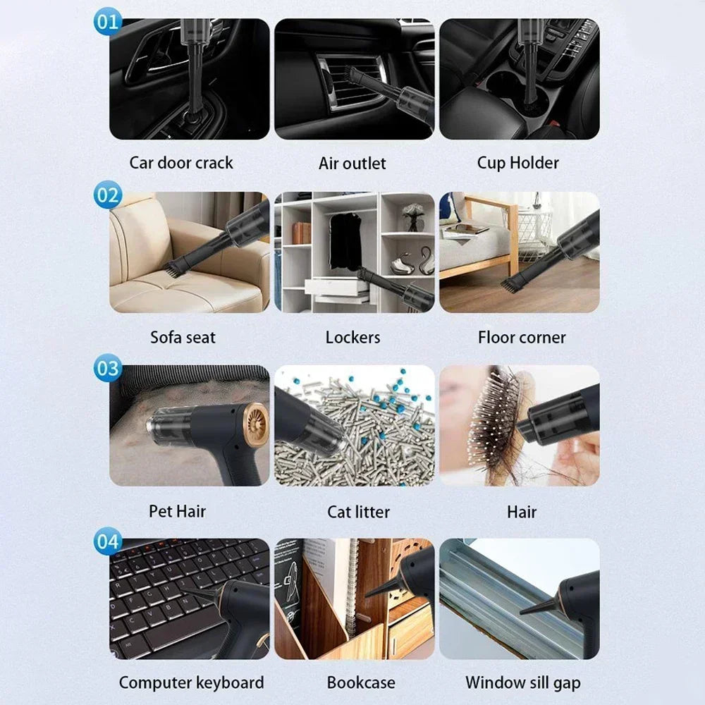 CENRR 98000PA Mini Wireless Car Vacuum Cleaner Cordless Powerful Car Cleaner HandHeld Portable Vacuum Cleaner Cleaning Machine
