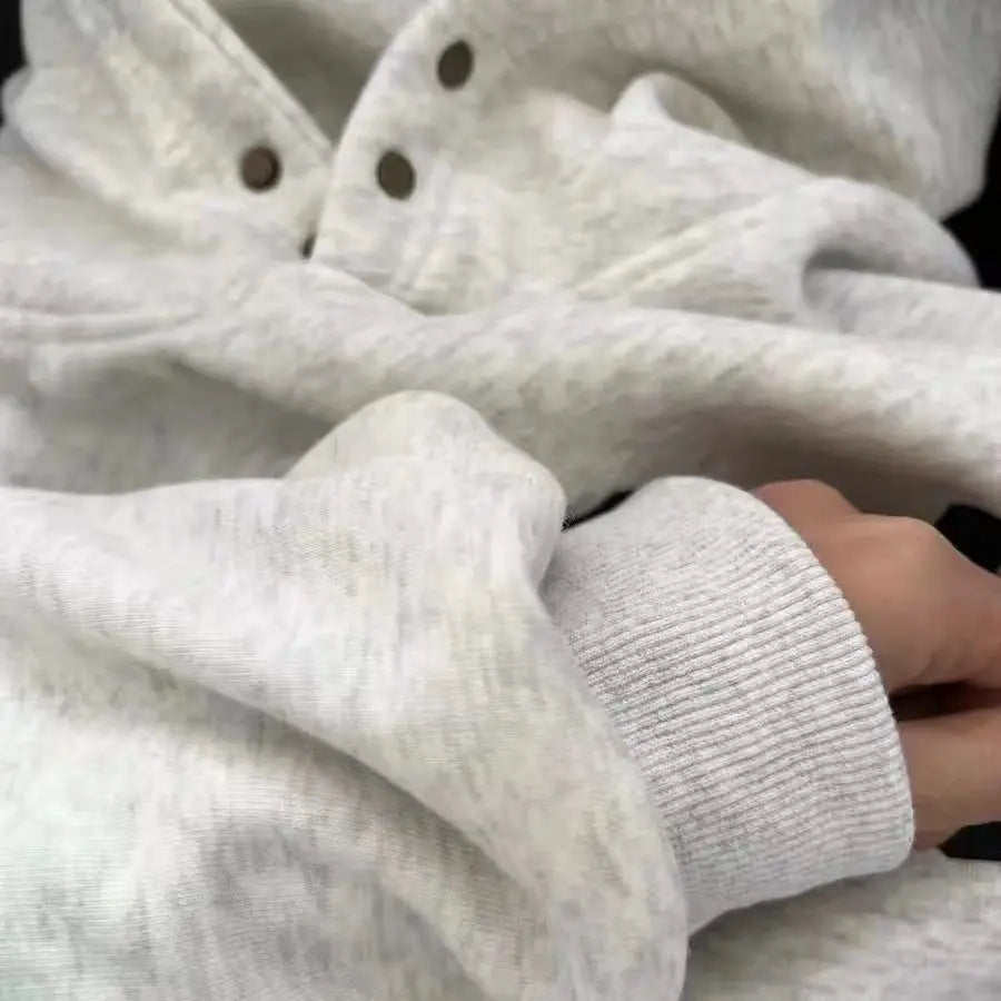 Sweatshirt Women's Fleece Lined Thickened Hoodie Sweatshirt Loose Fit Autumn Winter Campus Style Outerwear Standard Version Long Sleeve