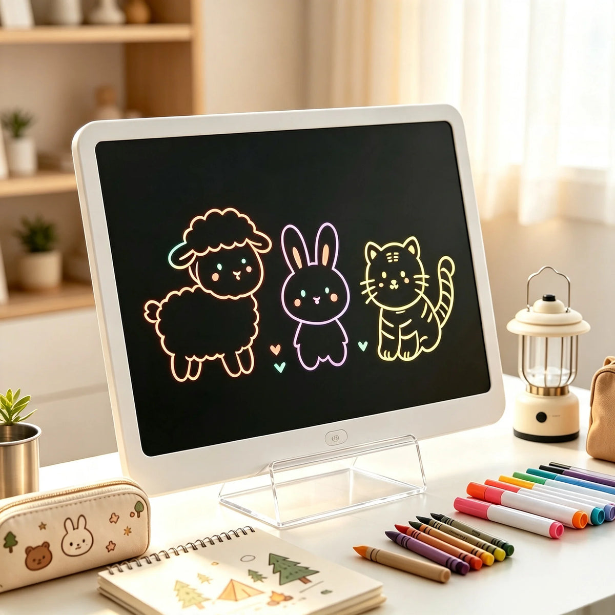 16inch Large Lcd Writing Board and Erasable Doodle Board - Portable Colorful Partition Design Drawing Board, Perfect for Teen Art, Home, School, Daily Gifts (with Stand and Paper Gift Box)