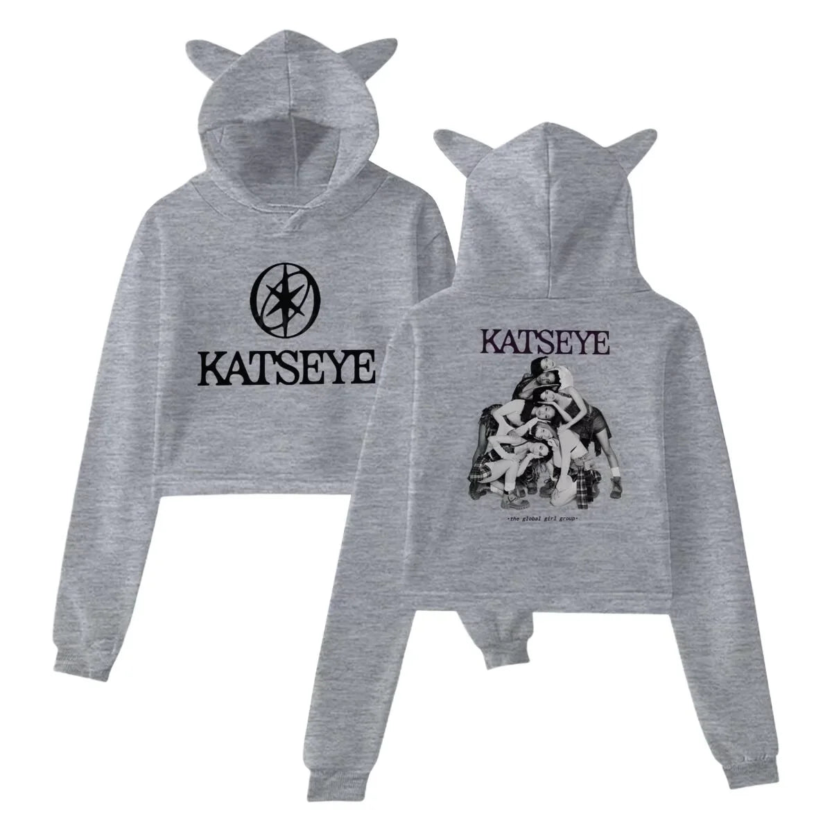 Hoodies Sweatshirt New Katseye Tour 2025 Merch Hoodies Sweatshirt for Girls Cat Ear Crop Katseye Y2K Girls Fashion Hoodie Pullover Casual Clothes