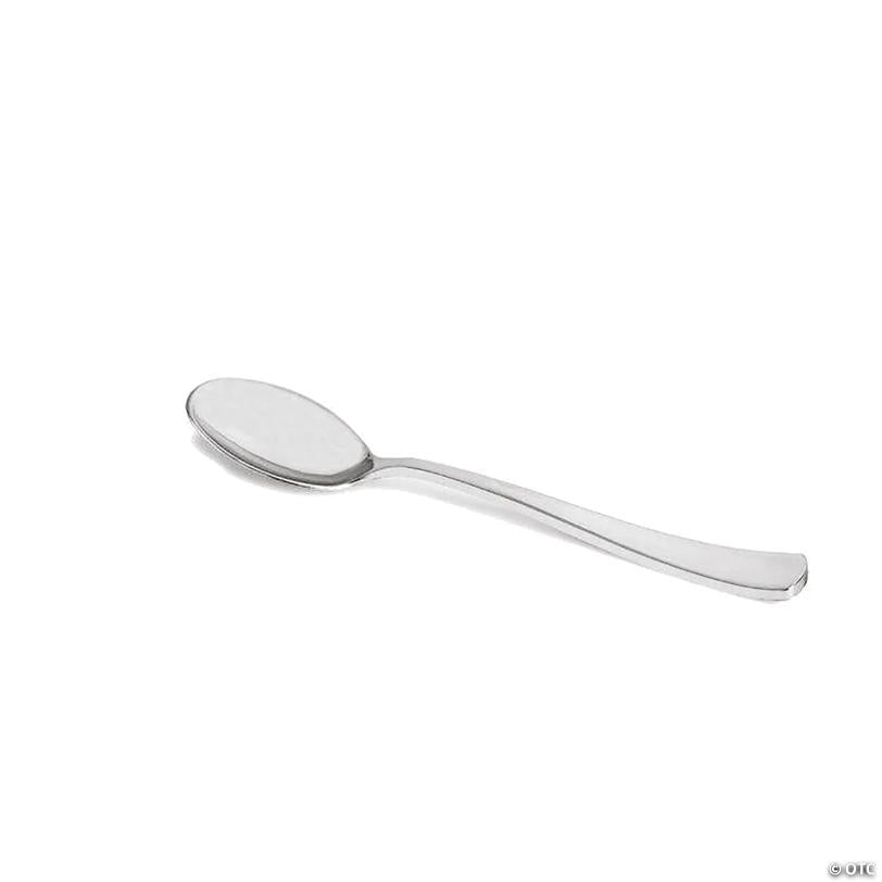 Shiny Metallic Silver Plastic Spoons (288 Spoons) | USA Decoration®