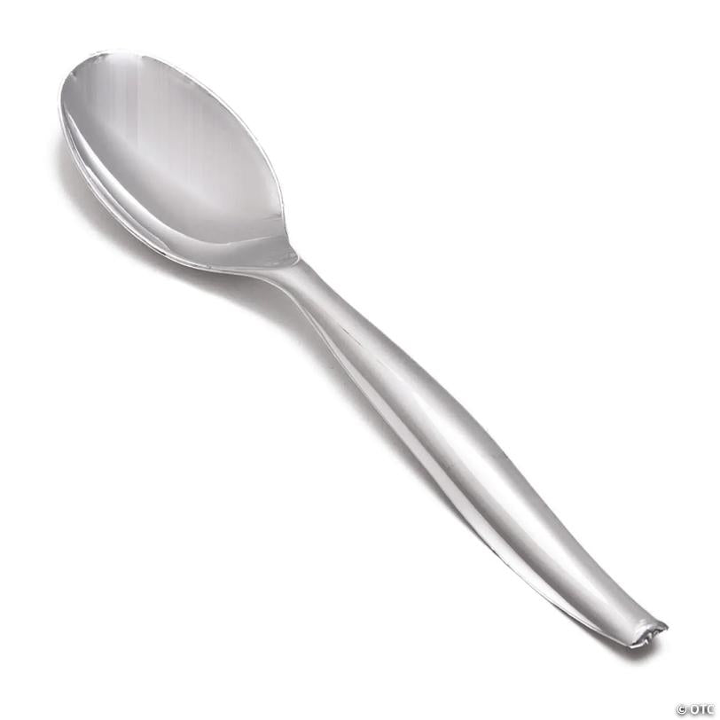 Silver Disposable Plastic Serving Spoons (85 Spoons) | USA Decoration®