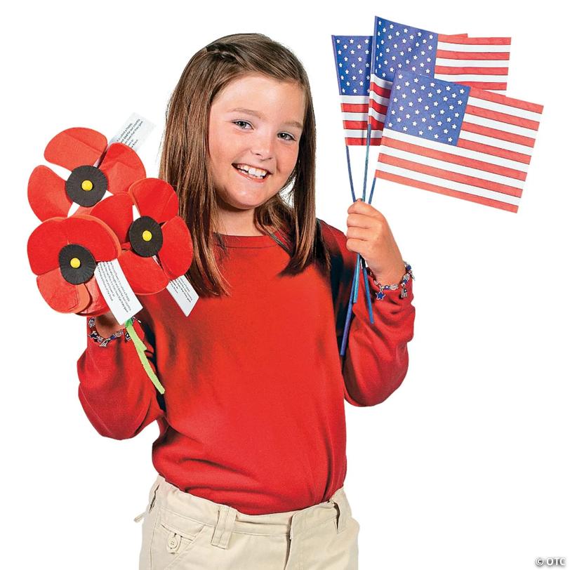 Small Paper Color Your Own American Flags - 8 1/2" x 6" on 13 3/4" - 12 Pc.
