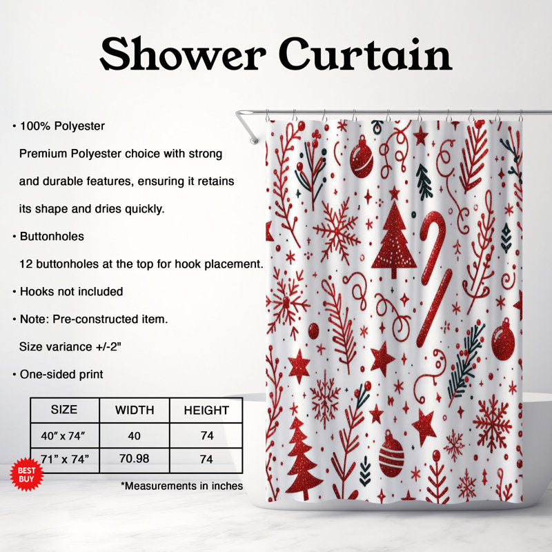 Sparkling Holidays - 1 Piece Standard Shower Curtain