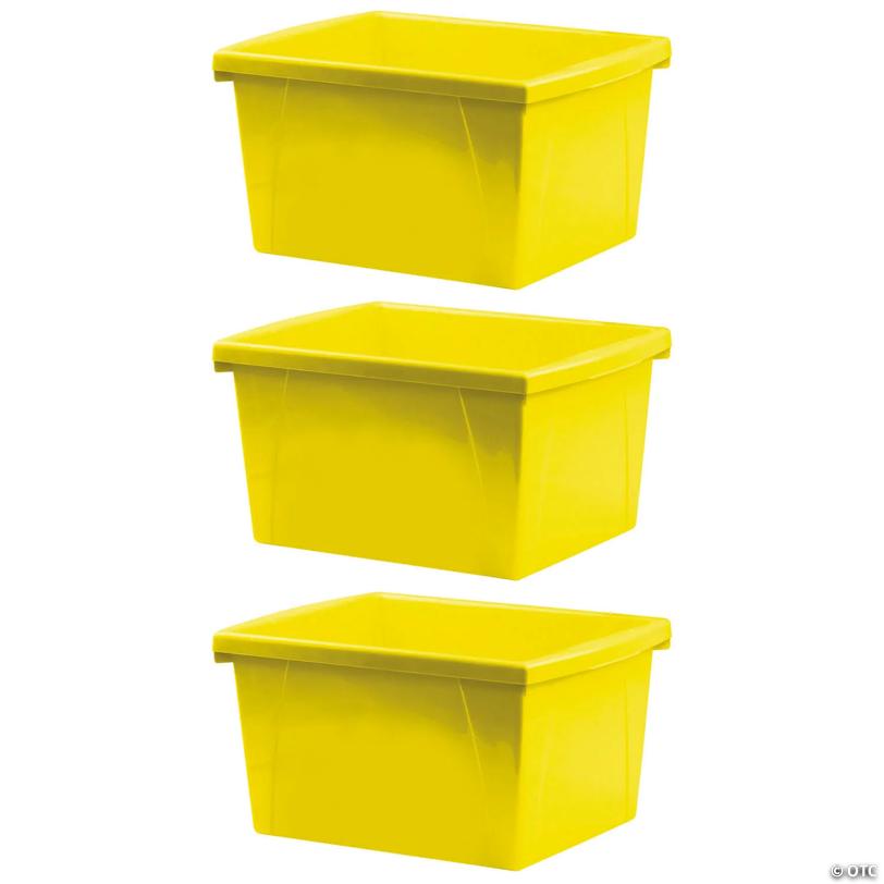 Storex 4 Gallon Storage Bin, Yellow, Pack of 3