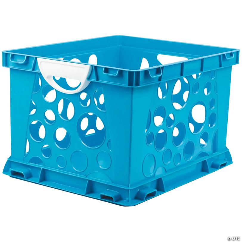 Storex Premium File Crate with Handles, Classroom Blue