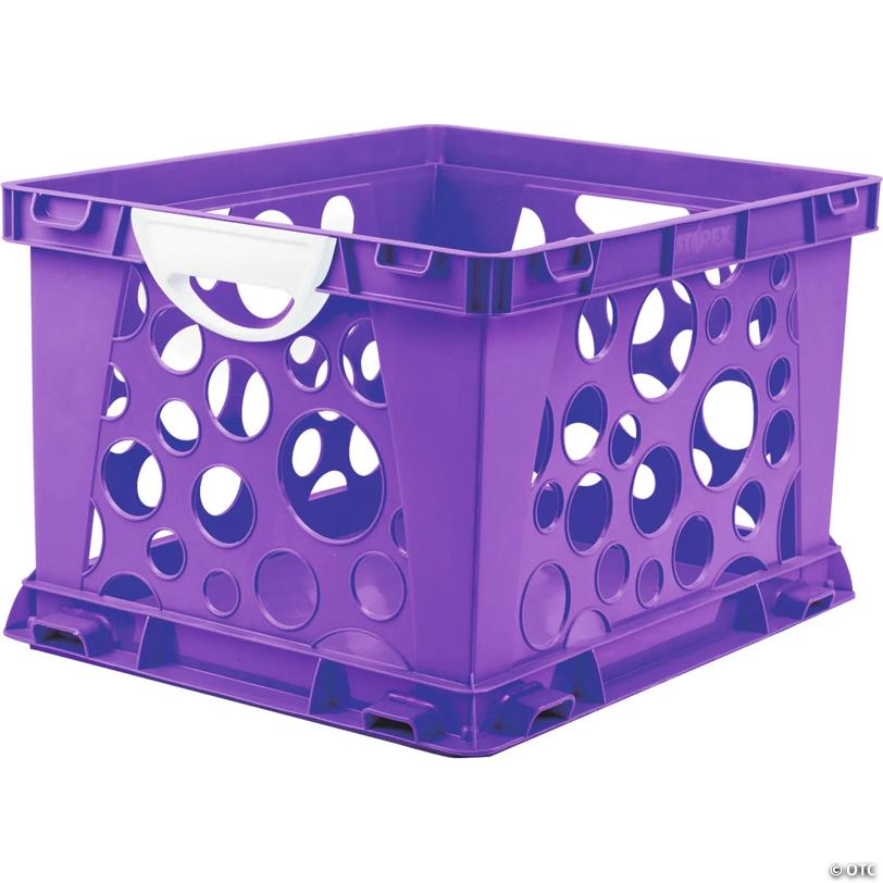 Storex Premium File Crate with Handles, Classroom Purple