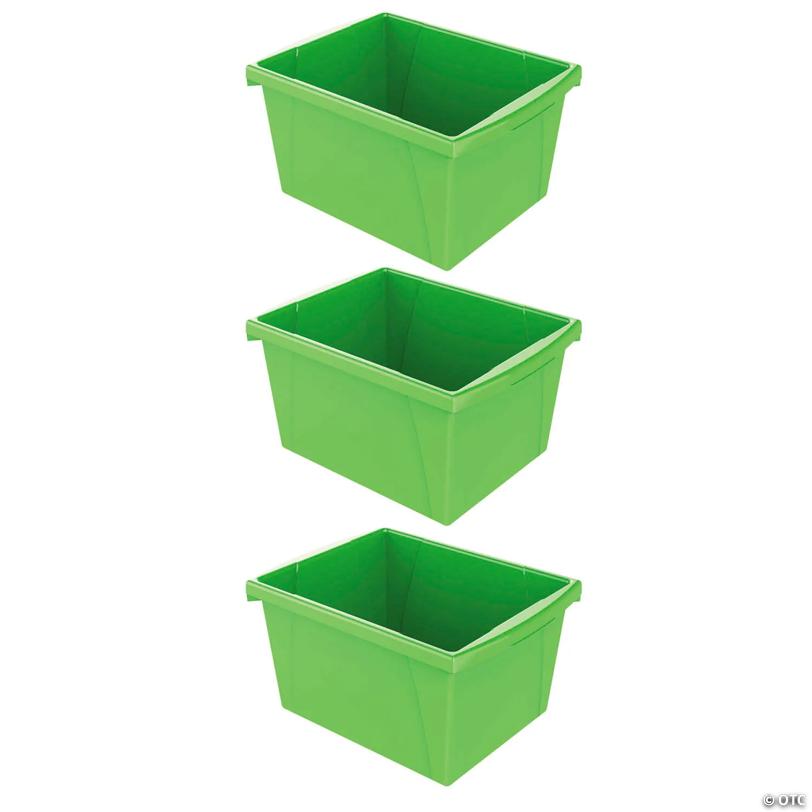 Storex Small Classroom Storage Bin, Green, Pack of 3