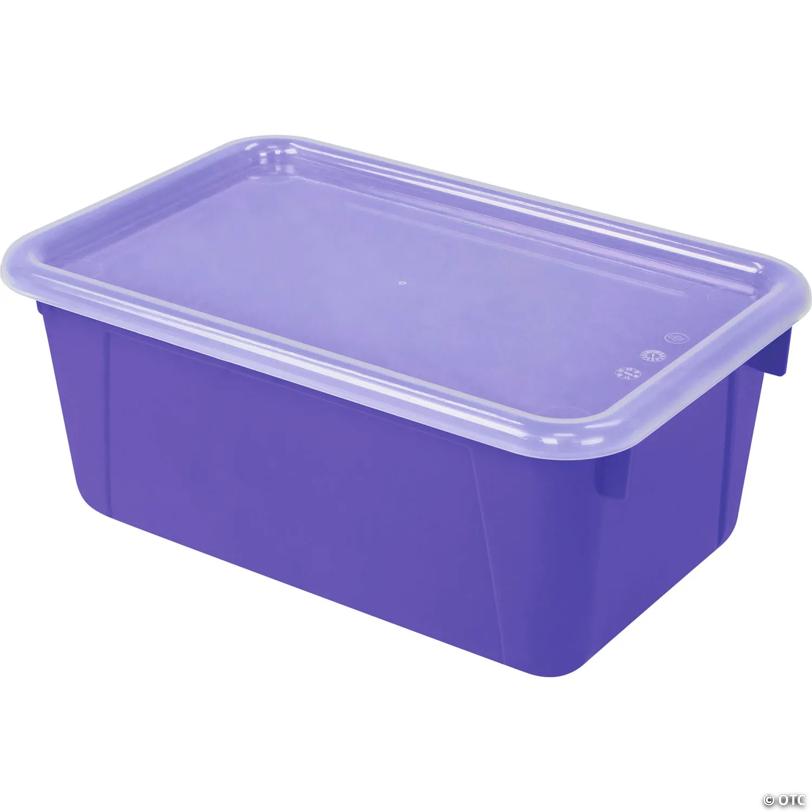 Storex Small Cubby Bin with Lid - Classroom Purple, Set of 3