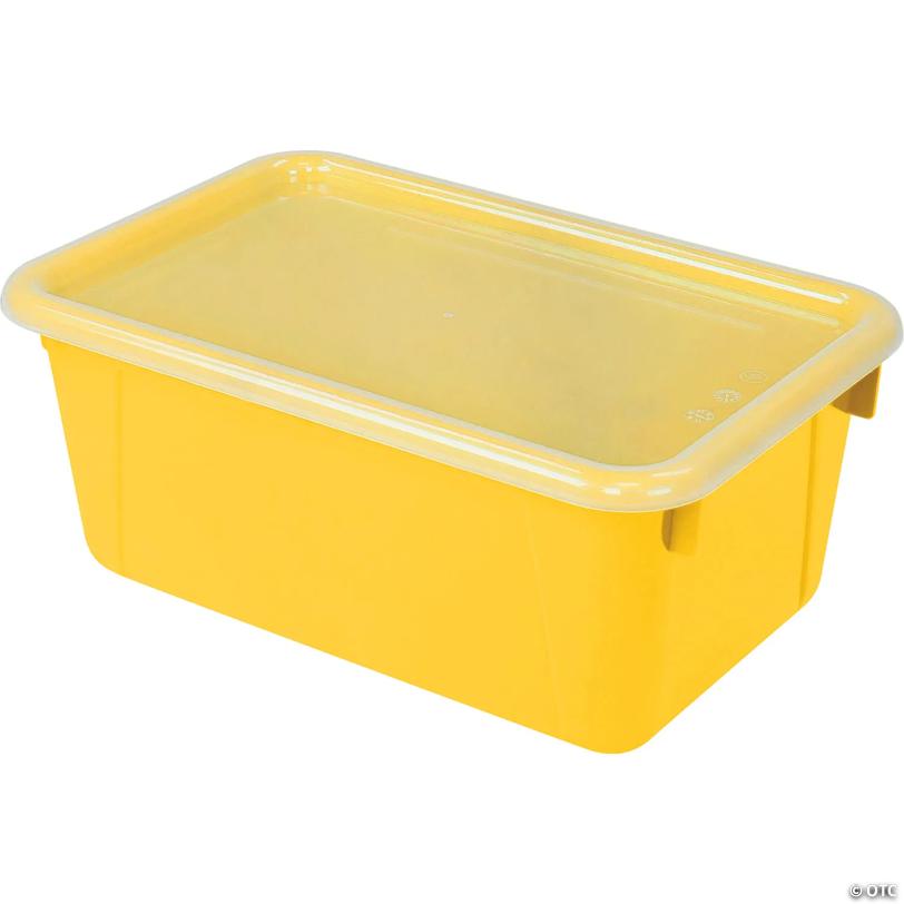 Storex Small Cubby Bin with Lid - Classroom Yellow, Set of 3