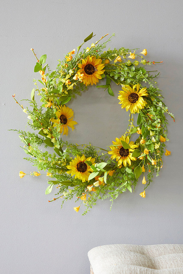 22" Sunflower Wreath Bright & Cheerful Summer & Fall Door Decor