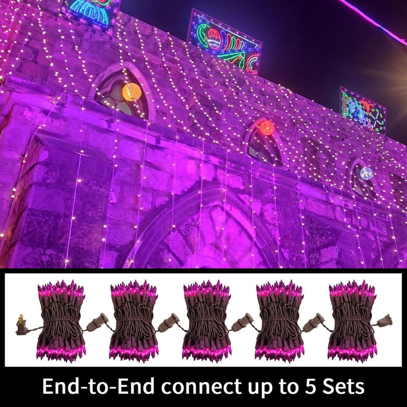 Super-Bright Extendable Halloween Lights Decoration 100Lights 19.6Ft UL Certified Mini Bulb String Lights Set For Outdoor Halloween Christmas Tree Garden Holiday Decor