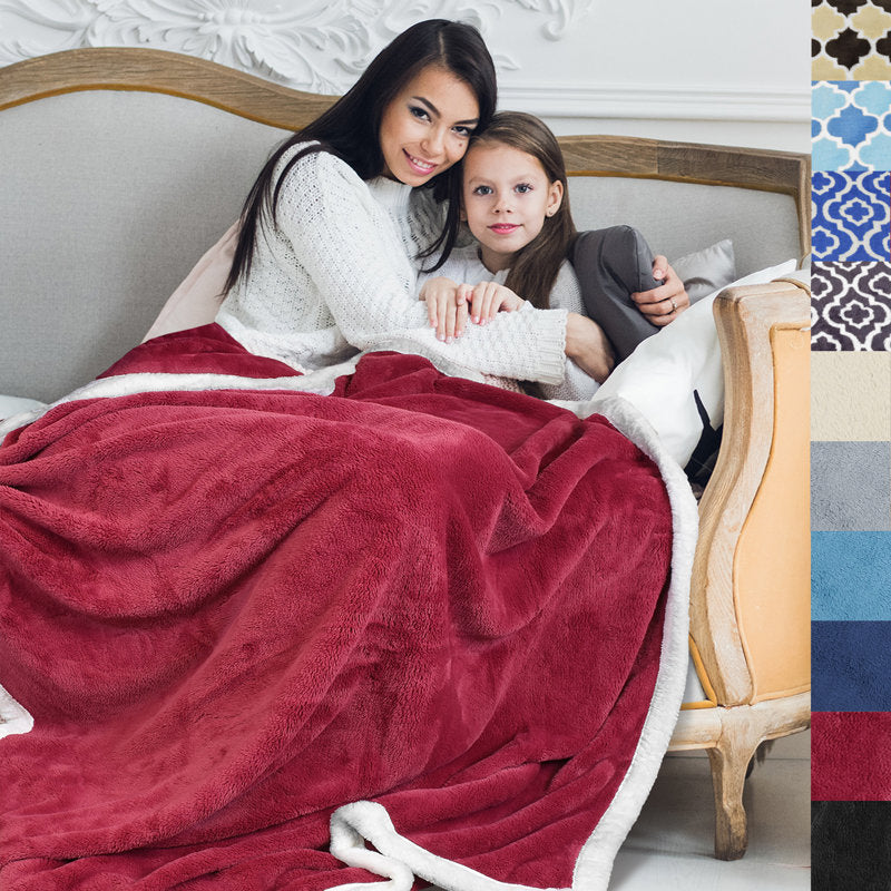 Super Soft Velvet Plush Throw Blanket 50"x 70", Reversible Fuzzy Solid Blanket, All Season Bed Throw TV Blanket Light Camel