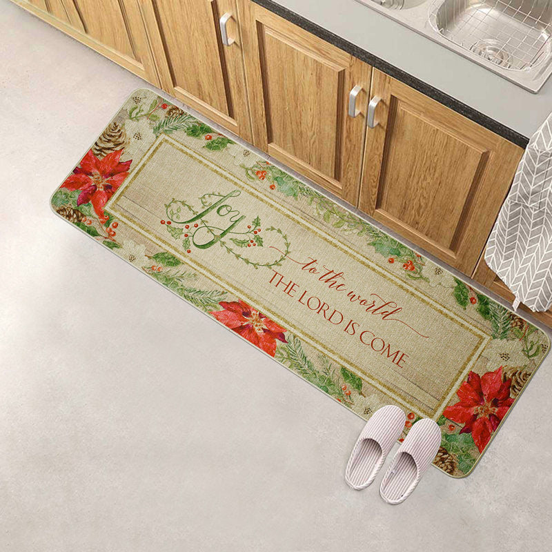 Toolleen Non-Slip Floral Christmas Doormat