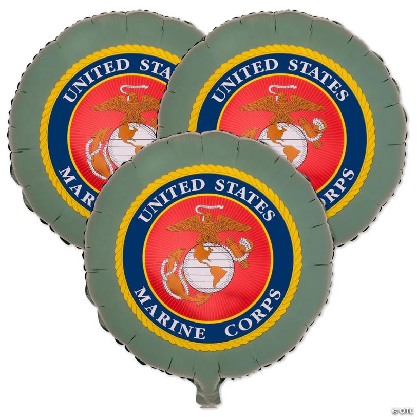 U.S. Marines Official Seal Balloons (3 Pcs.)! 3 Mylar Balloons Featuring The Marines Emblem!