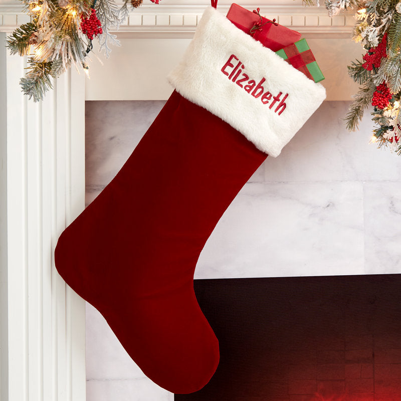 Velvet Elegance Personalized 24" Burgundy Stocking