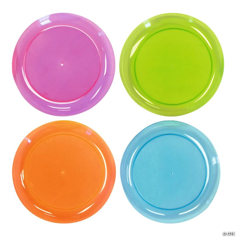 Vibrant Neon Plastic Dinner Plates - 20 Pieces for Any Celebration | USA Decoration®