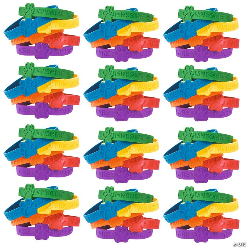 Vibrant Paw Print Bracelets - 144 Pc. for Fun Events and Rewards