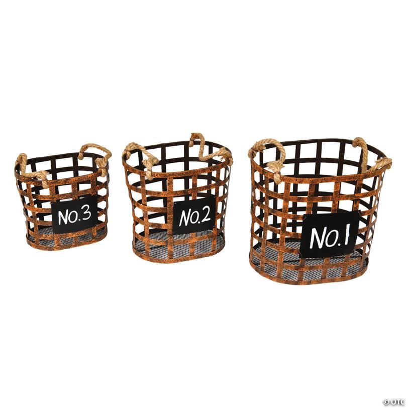 Vickerman 10" Wire Chalkboard Oval Basket - 3/pk