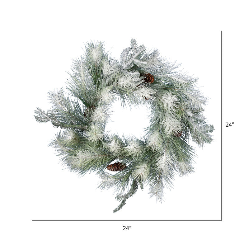 Vickerman 24" Frosted Ansell Pine Artificial Christmas Wreath, Unlit