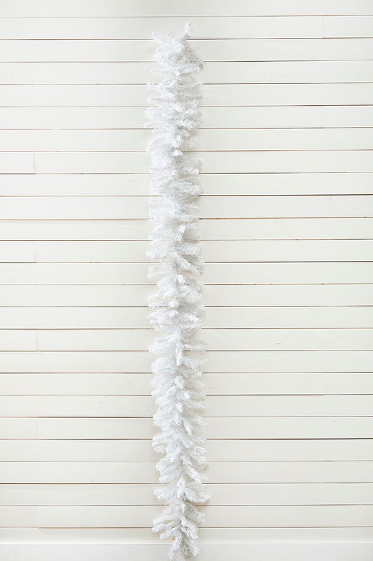 9' x 12" White Crystal Spruce Garland for Holiday Decor