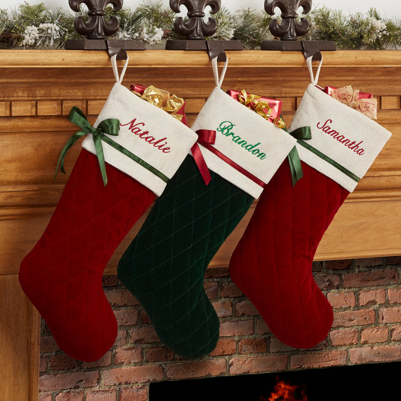 Winter Classic Personalized Quilted Stocking w/Bow